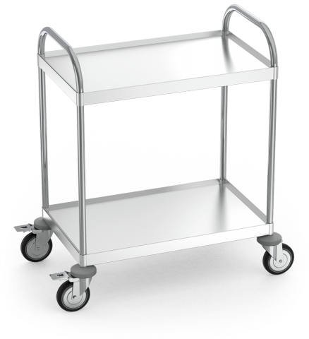 Carro de servicio inox con 2 entrepaños