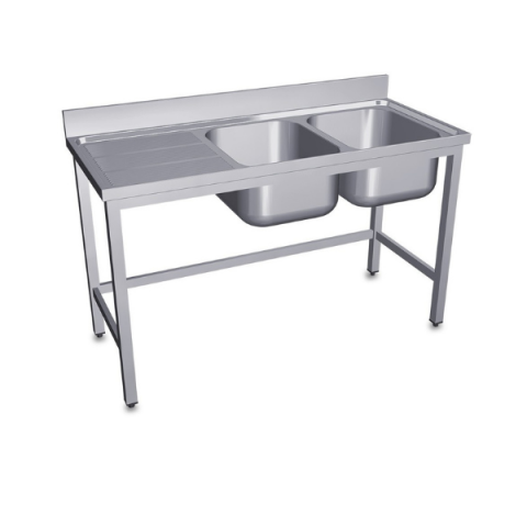 Fregadero Industrial 2 senos Derecha 1400x600mm