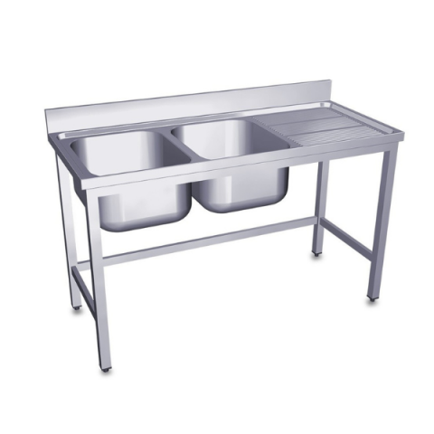 Fregadero Industrial 2 senos Izquierda 1400x600mm